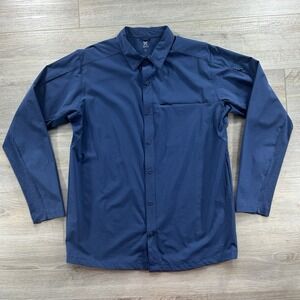 Vertx Shirt Mens Large Navy Tactical Long Sleeve Hidden Zip Snap Stretch
